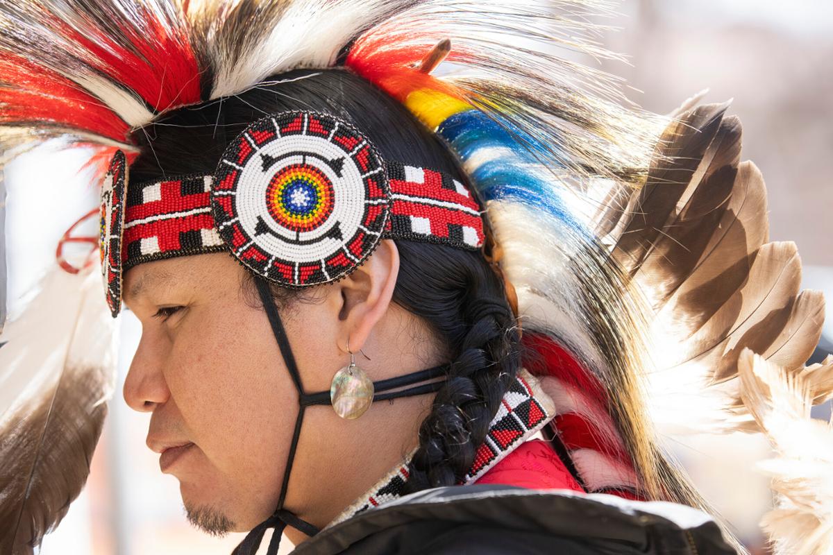 Mexica Azteca Dancer: Grupo Tlaloc opened the dance portion of the Native American Student Union Pow Wow