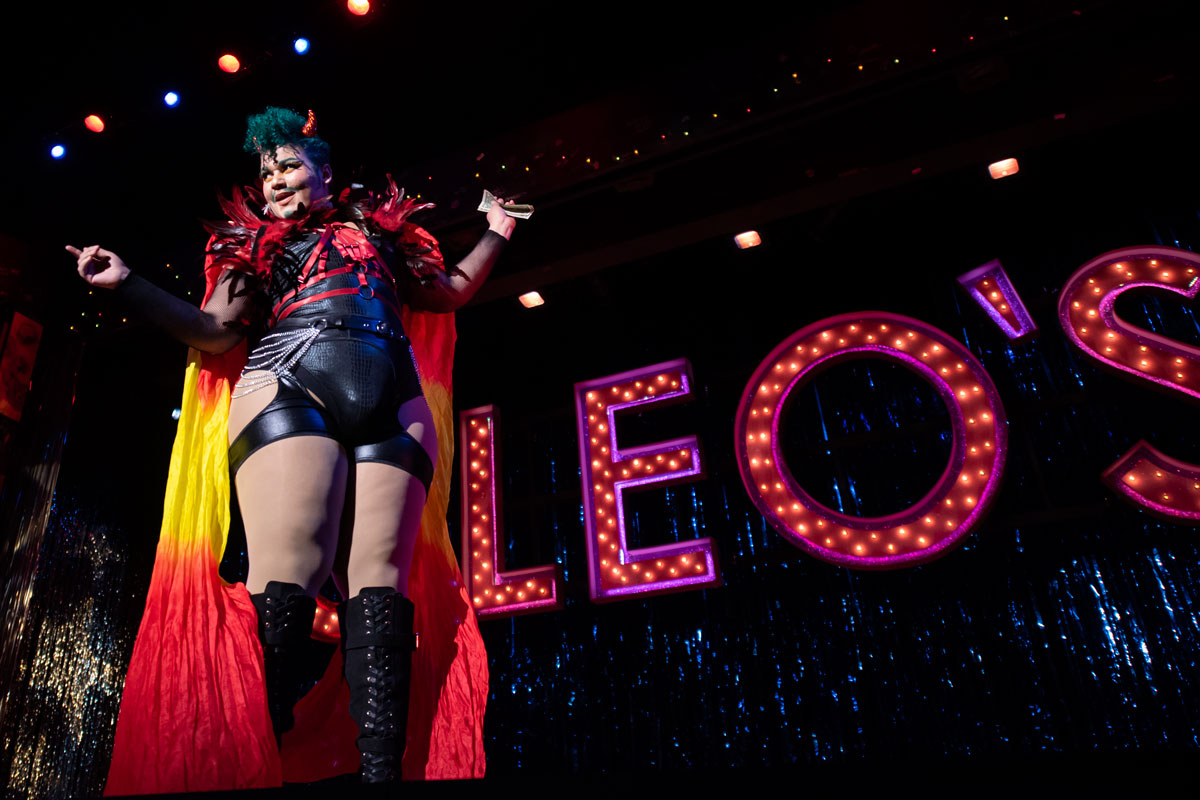 A local drag artist performs DRAGSTRAVAGANZA at the Fine Arts Center