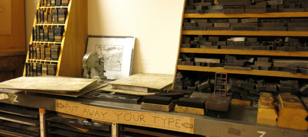 Photo of letterpress equipment and tools