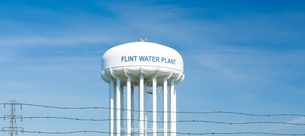 photo of a water tower in Flint, MIchigan