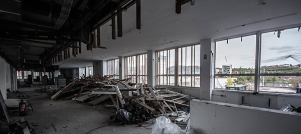 Photo of rubble inside a building