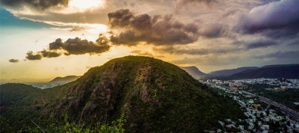 Mountain with cloudy sky