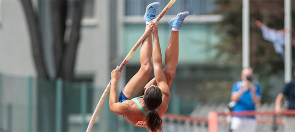 A person pole vaulting