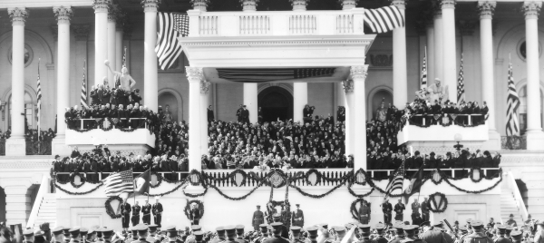Black and white photo of Inauguration of President Warren G. Harding, March 4, 1921.
