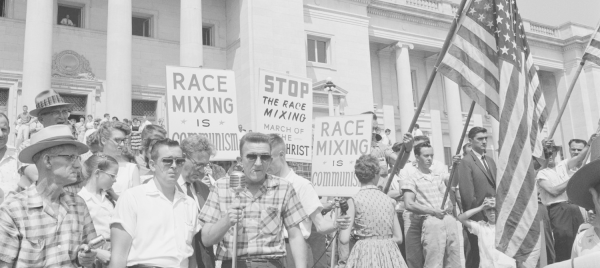 Protesters outside Central high school in Little Rock, Arkansas, 1959. Photograph: Granger/REX/Shutterstock