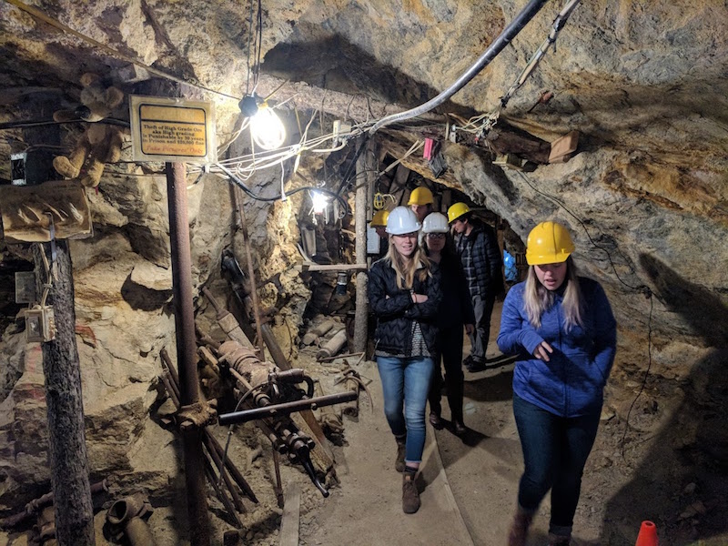 Archaeology courses often include trips to historical societies, museums, and other local resources. Students studying mining archaeology in Colorado visited an active historic mine. <span class="cc-gallery-credit"></span>