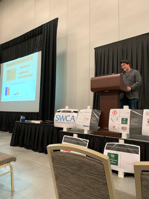 Joshua Birndorf ('20) presenting Senior Capstone research at the Colorado Council of Professional Archaeologists annual meeting in Pueblo, 2020. <span class="cc-gallery-credit">[Amalie Hipp]</span>