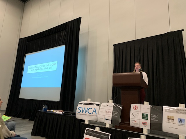 Shelby Patrick ('20) presenting Senior Capstone research at the Colorado Council of Professional Archaeologists Annual Meeting in Pueblo, 2020. <span class="cc-gallery-credit"></span>