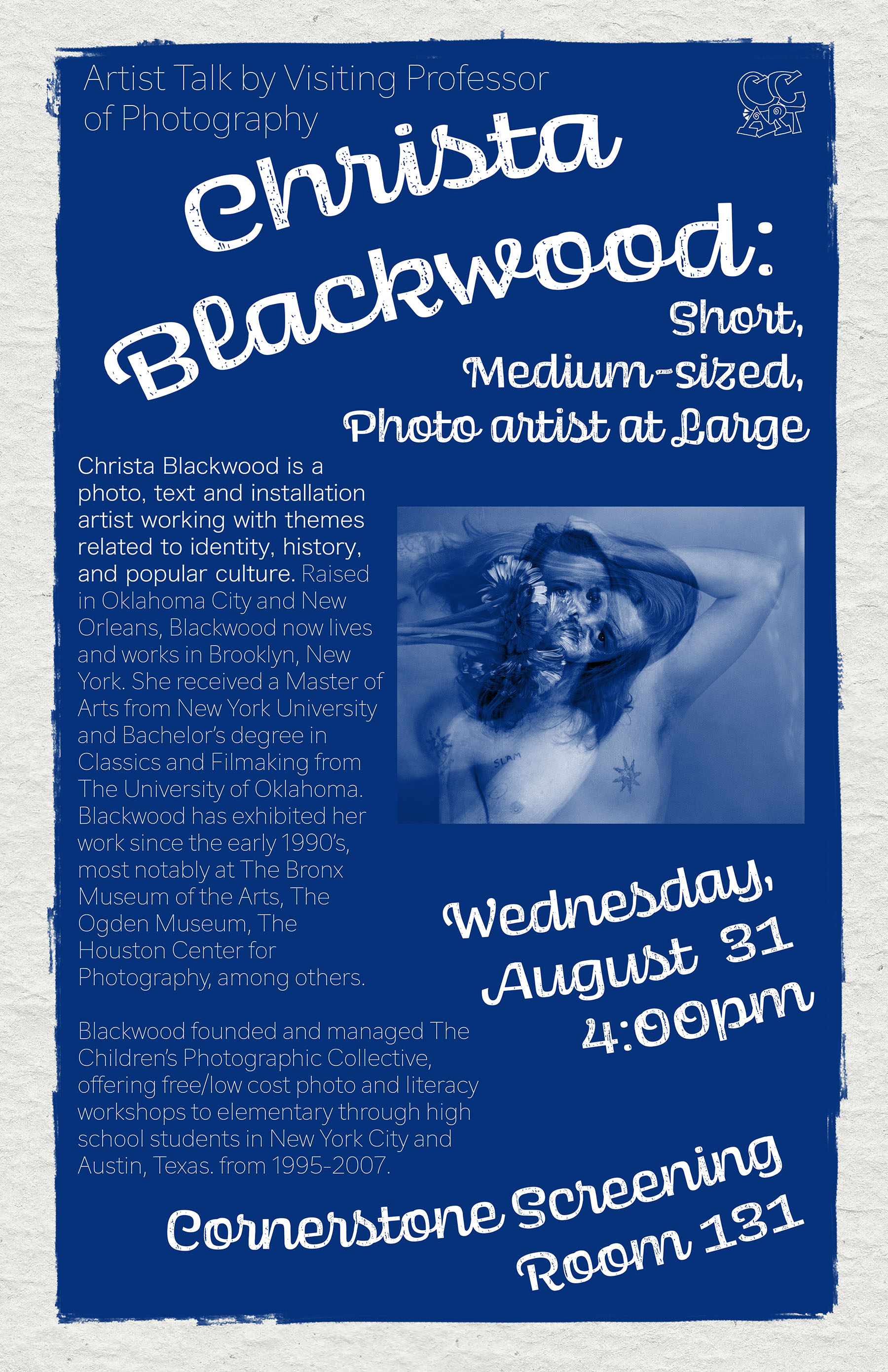 Poster for Christa Blackwood talk