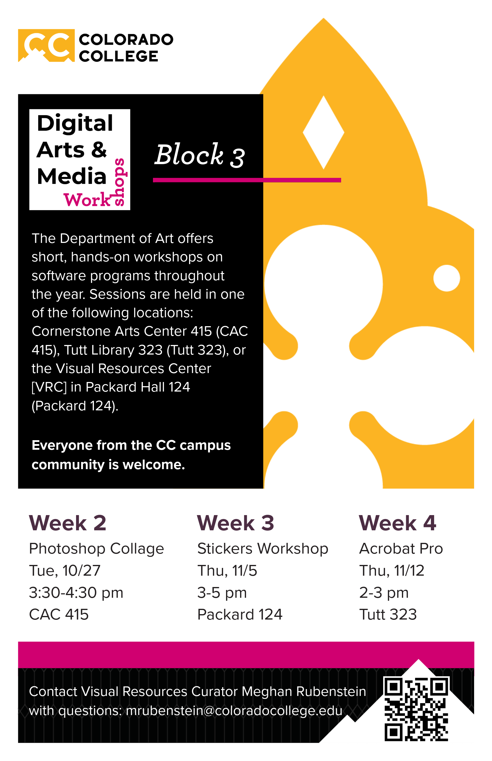 Block 3 Digital Arts and Media Workshops Poster
