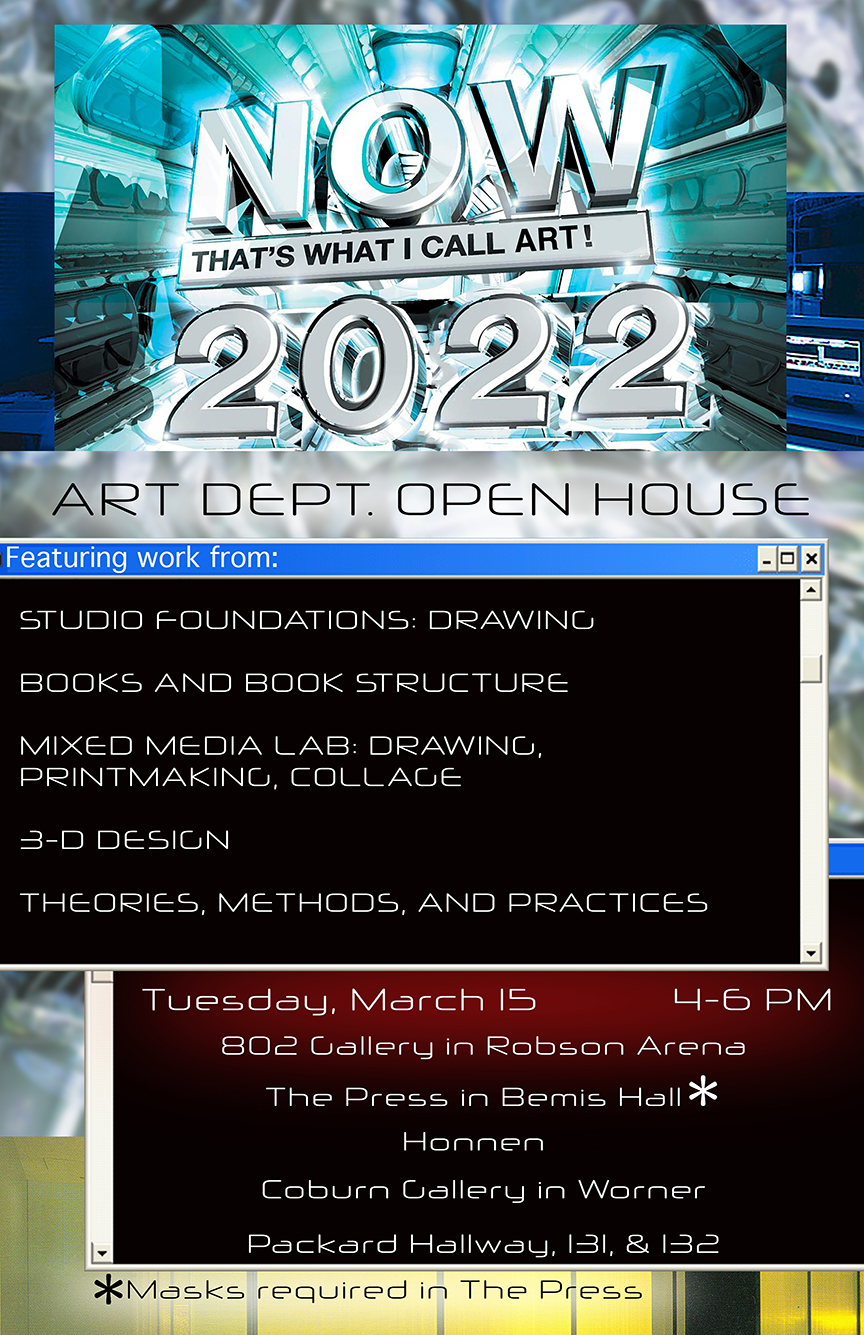 promotional poster for the art department open house in March 2022