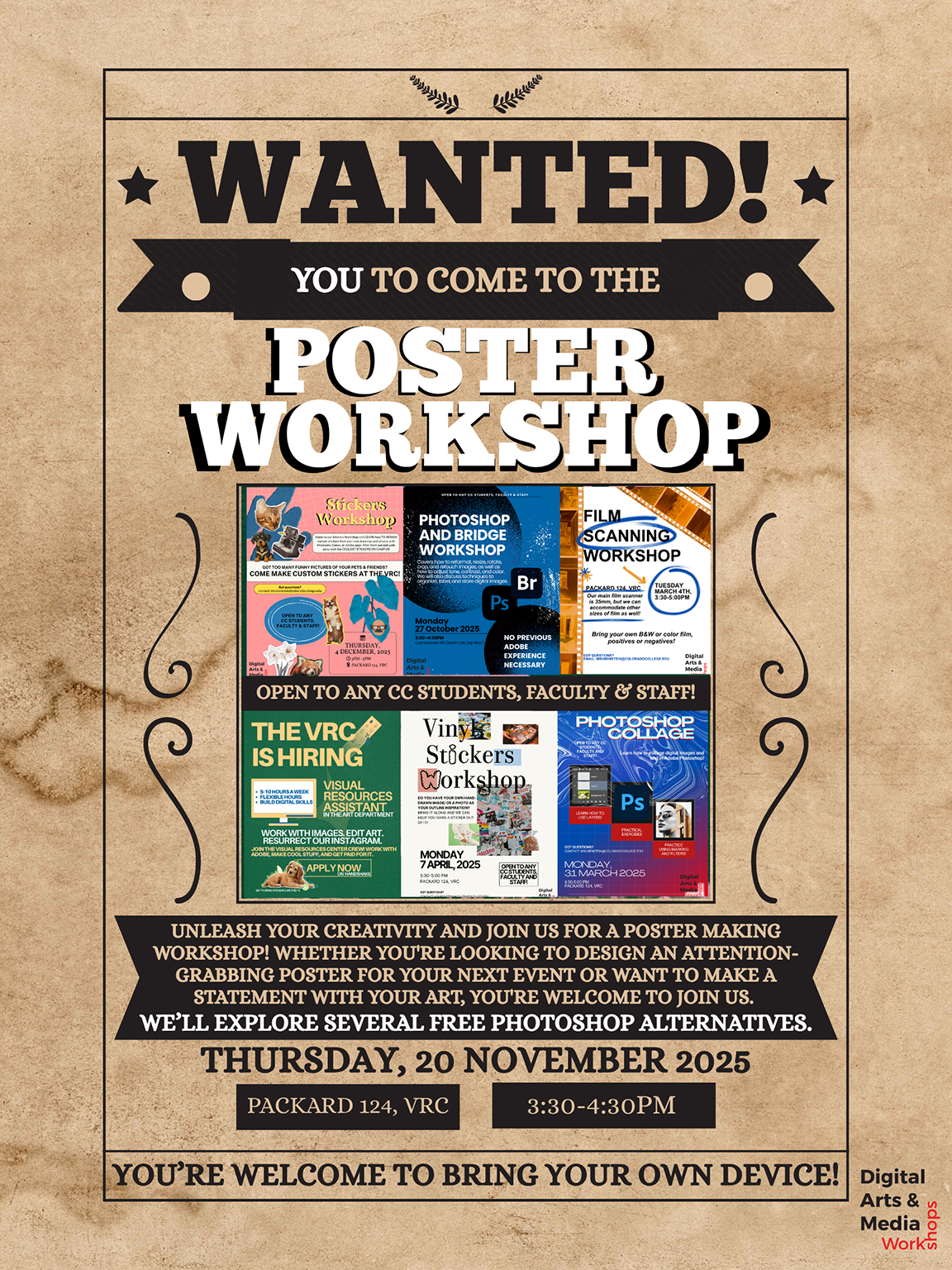 Block 4 Poster Workshop "Wanted" poster