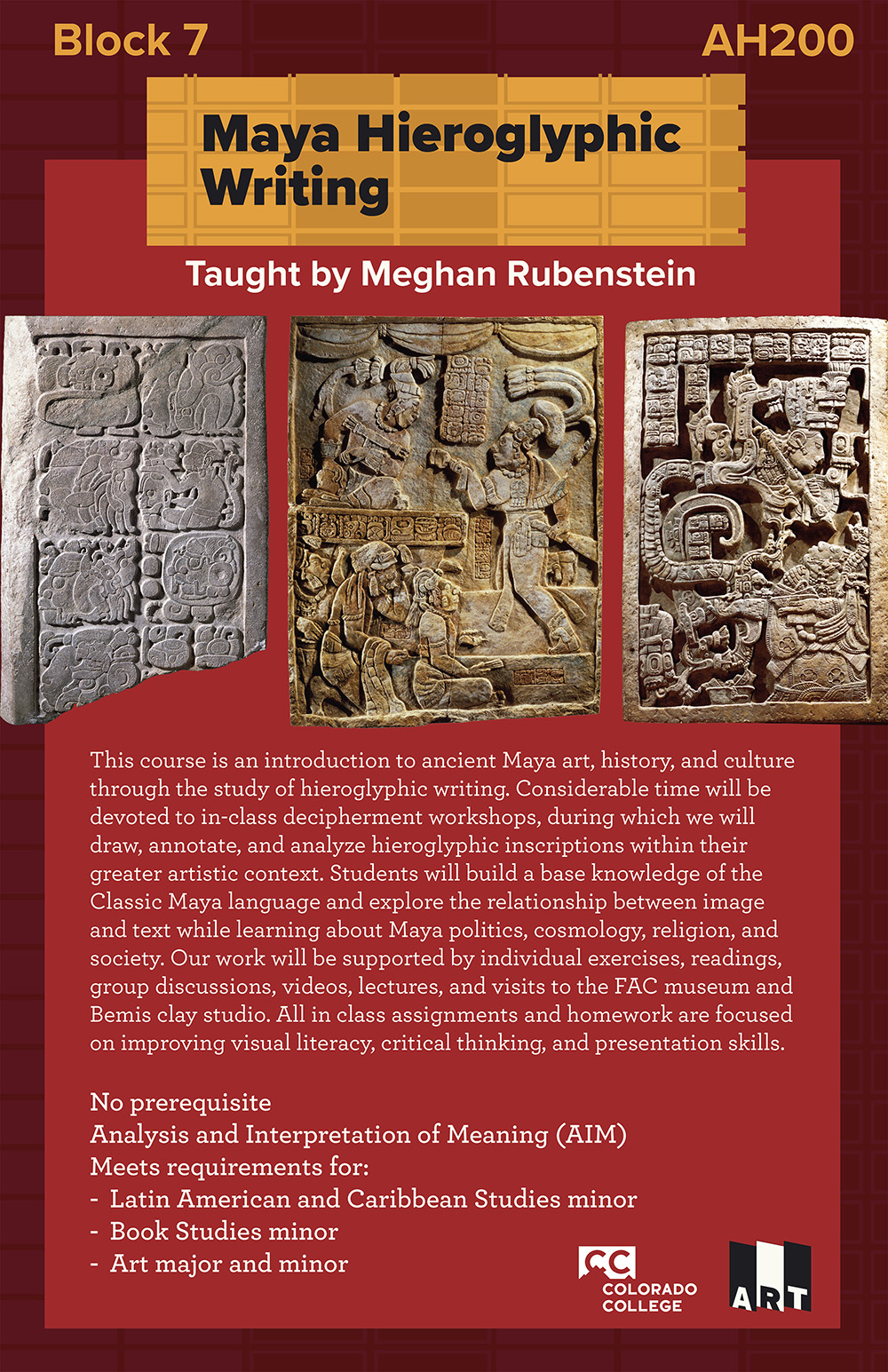 Poster with three stone monuments and course description