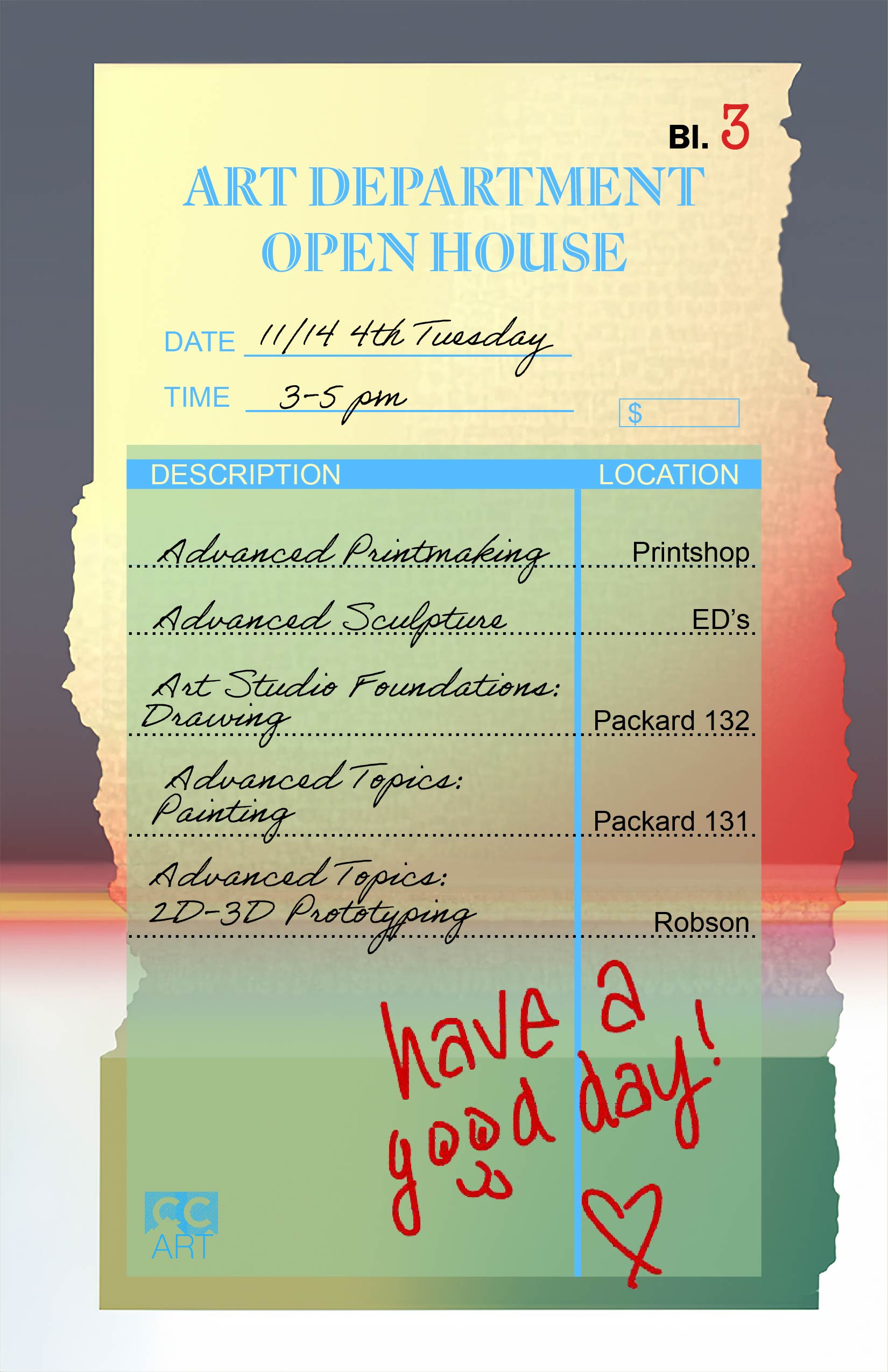 block 3 open house poster