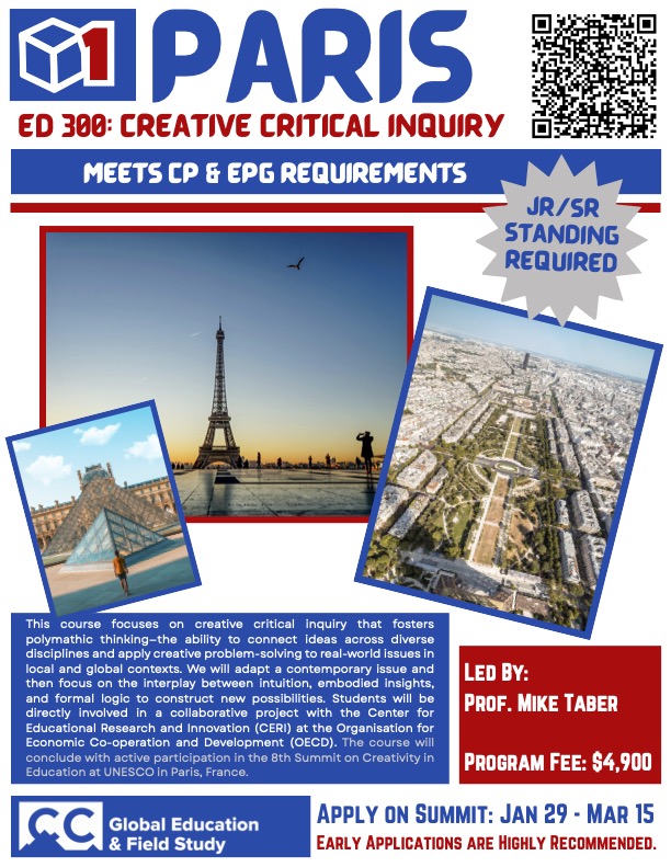 Creative Critical Inquiry, Block 1 2026 in Paris