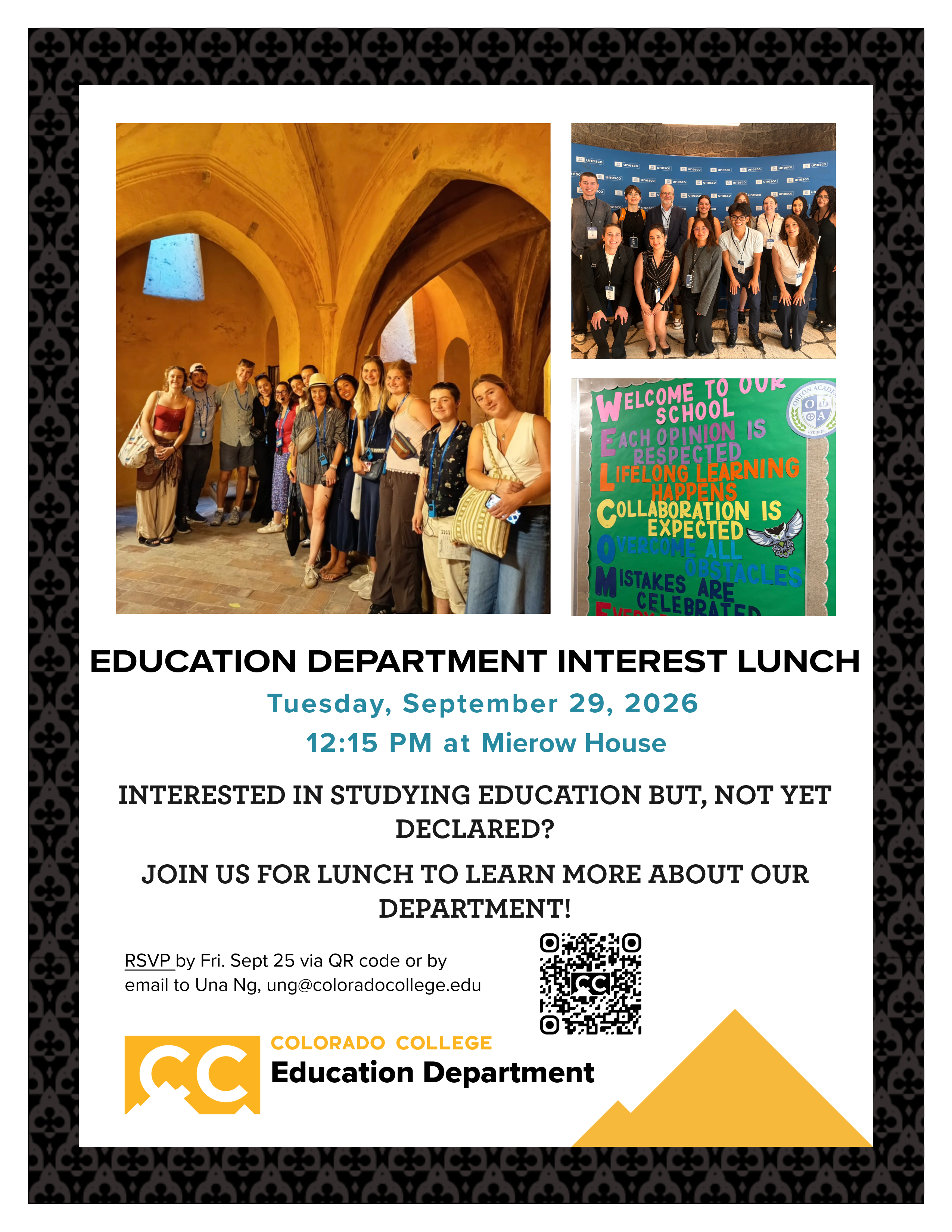 Education Department Interest Lunch Tuesday September 29 at Mierow House