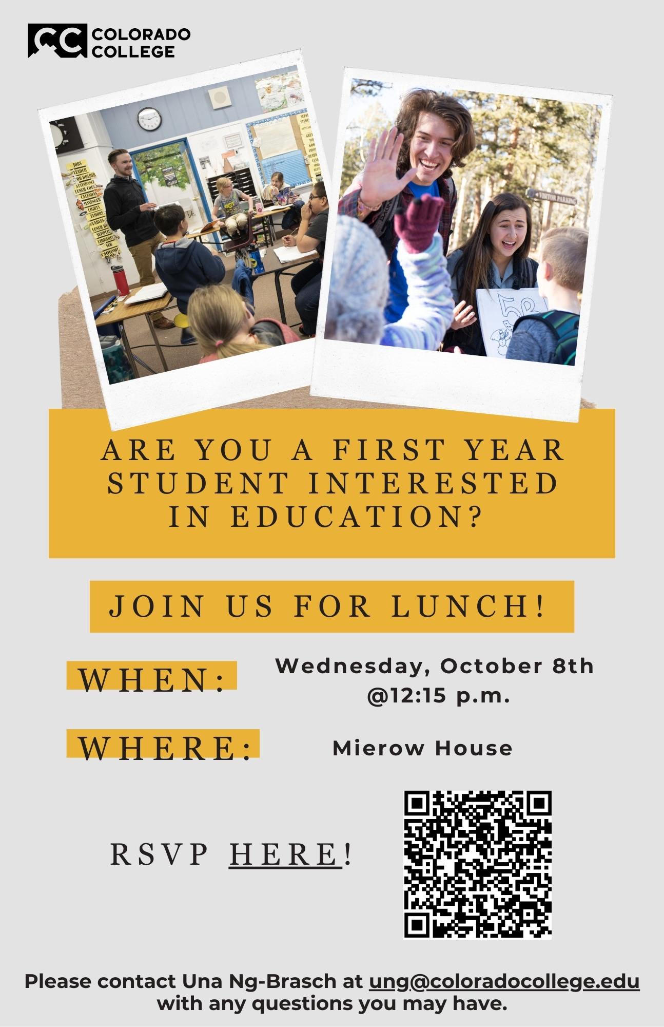 Education Department . Lunch for First Year Studenq