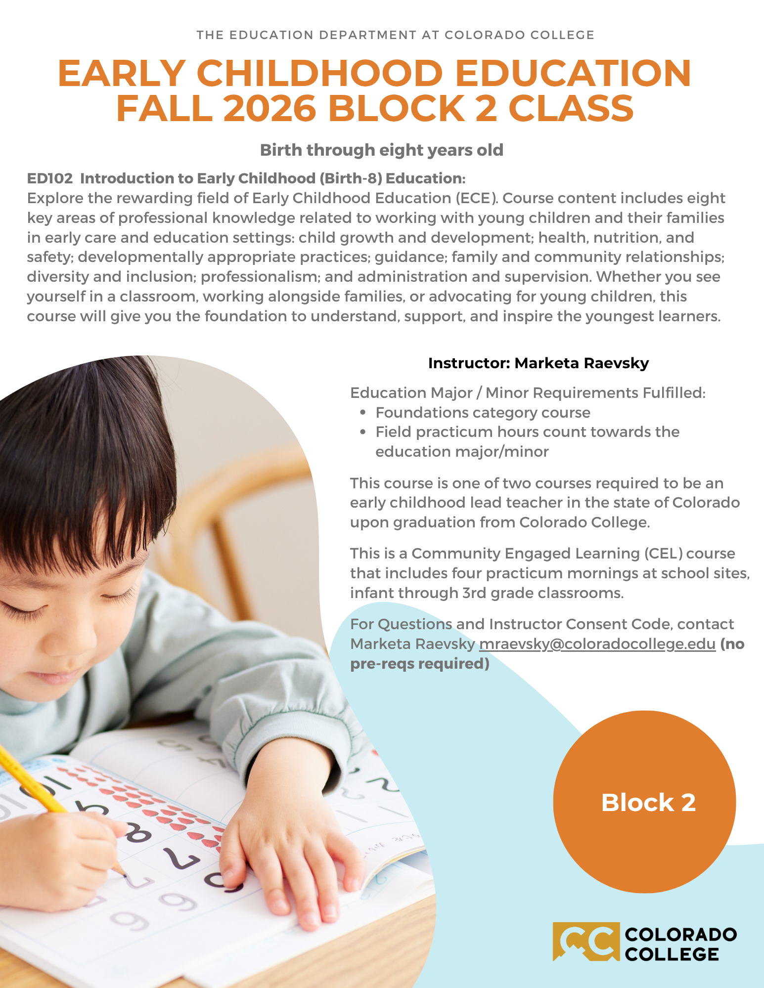 Introduction to Early Childhood Education ED102 Block 2 2026