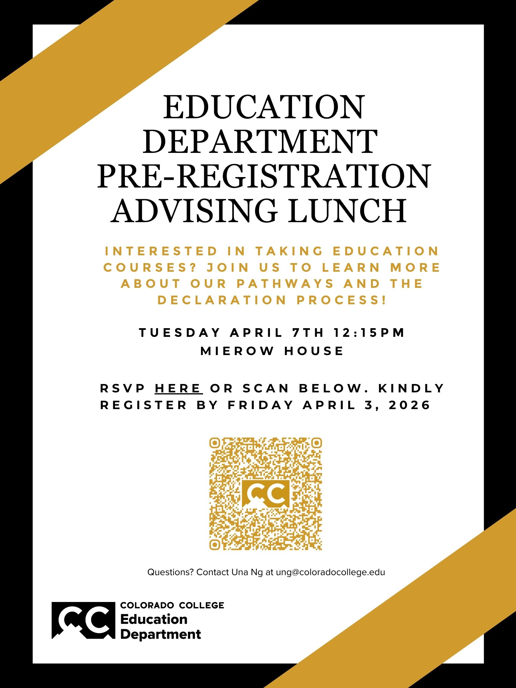 Education Pre-Registration Advising Lunch Tues. April 7