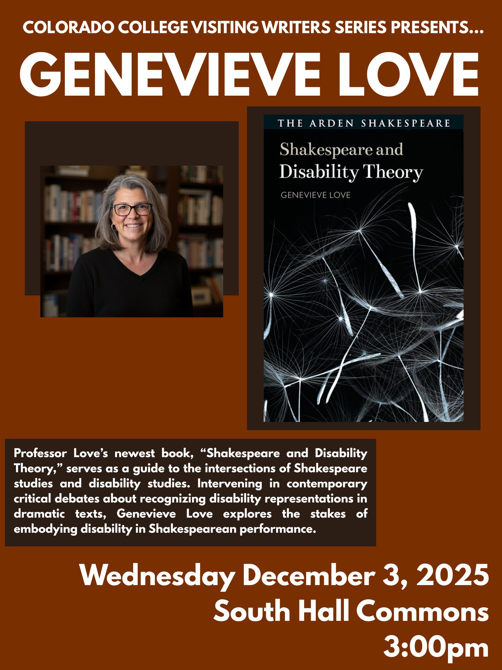 Genevieve Love and a cover of her book.