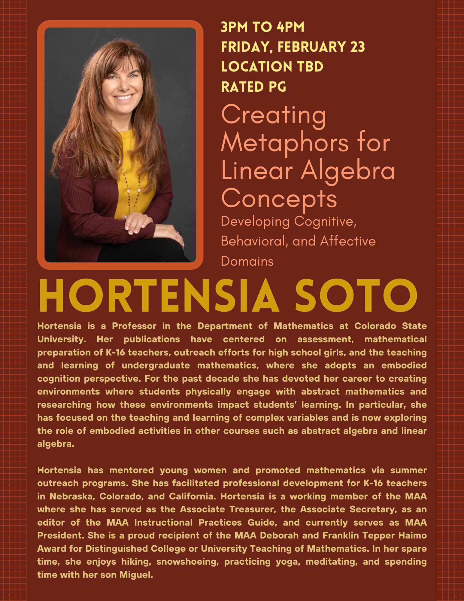 Poster for Hortensia Soto Talk