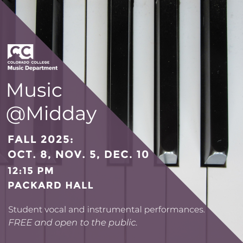 Music at Midday, November 5, 12:15 pm, Free, Packard Hall