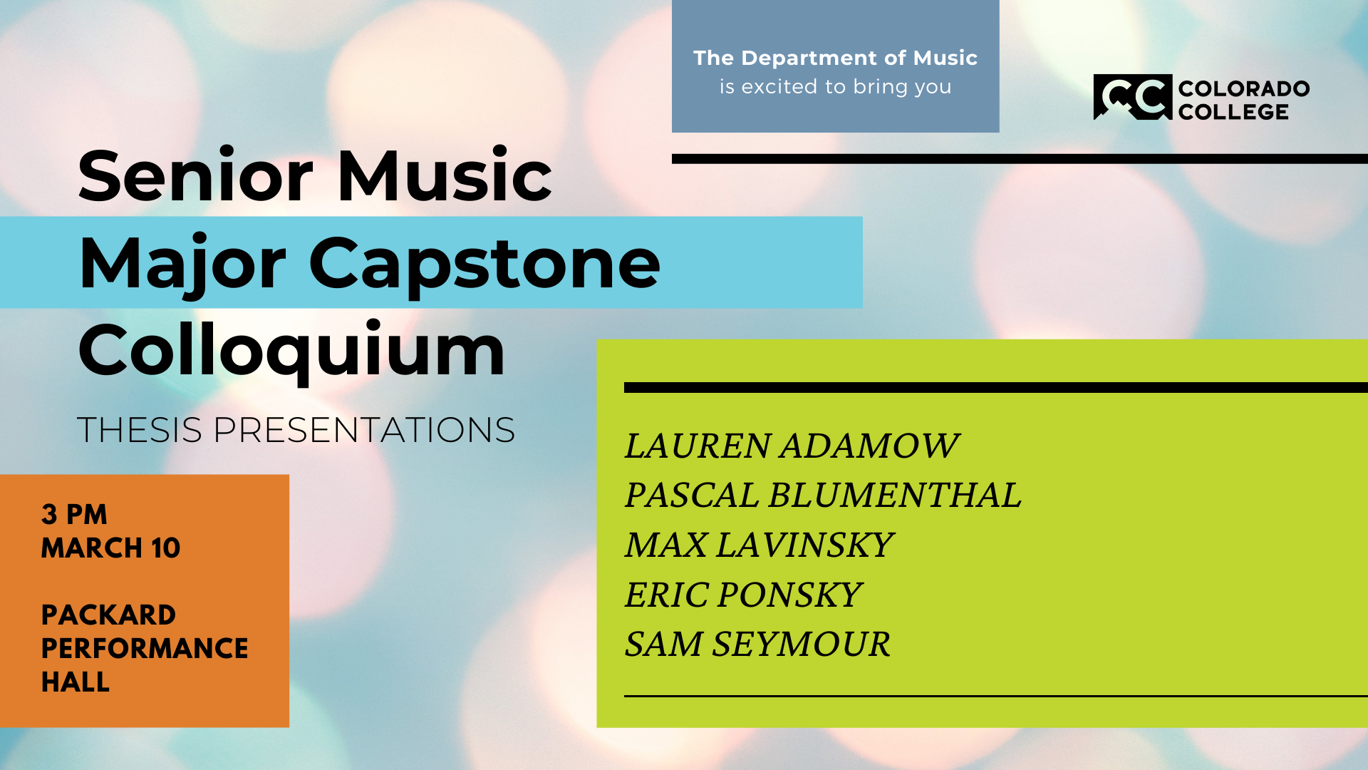 Colorado College Academic Calendar 2022 Department Of Music - Colorado College