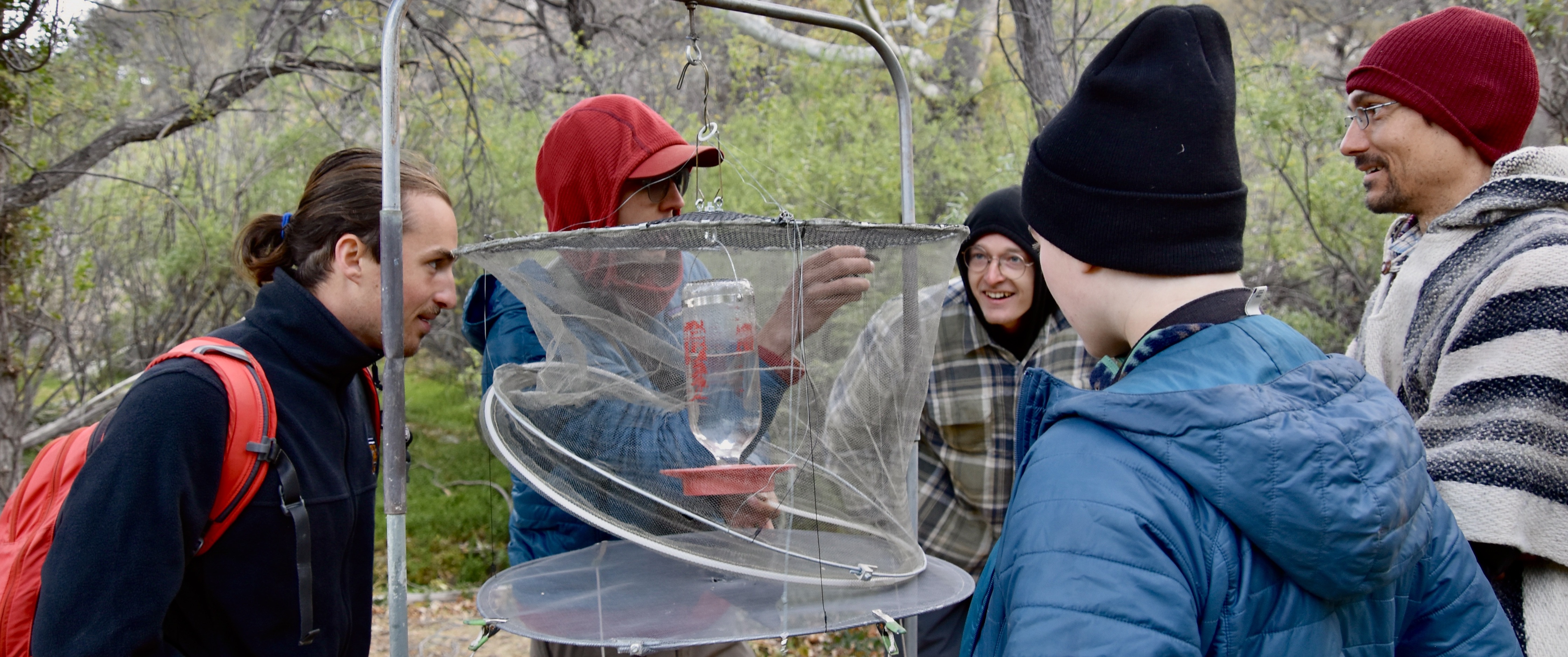 Dr. Brian Linkhart's Ornithology students assist with a hummingbird trapping research project in southeastern Arizona. Photo by Olivia Noonan '20.