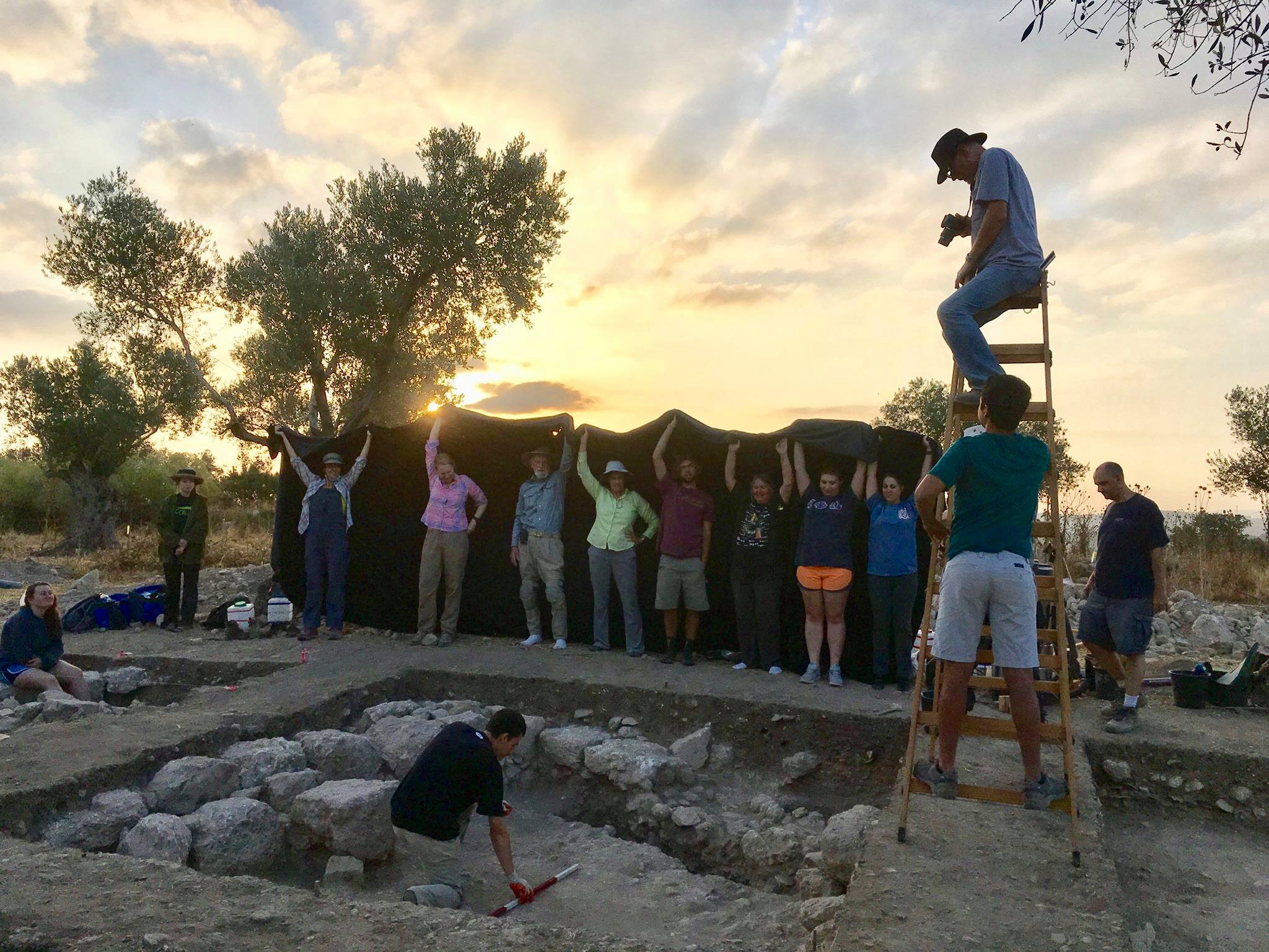 At the dig before the sun rises in RE 200 Excavating Israel