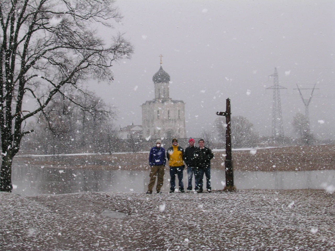 Church in Vladimir - Jeff, Carl, Dima, Rory at ta church we walked to in the snow. <span class="cc-gallery-credit"></span>