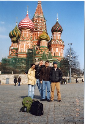 Namrita Singh, Yaro hetman, Alexei Pavlenko, and Coleman Hoyt in fromt of St. Basil's cathedral in Moscow <span class="cc-gallery-credit"></span>
