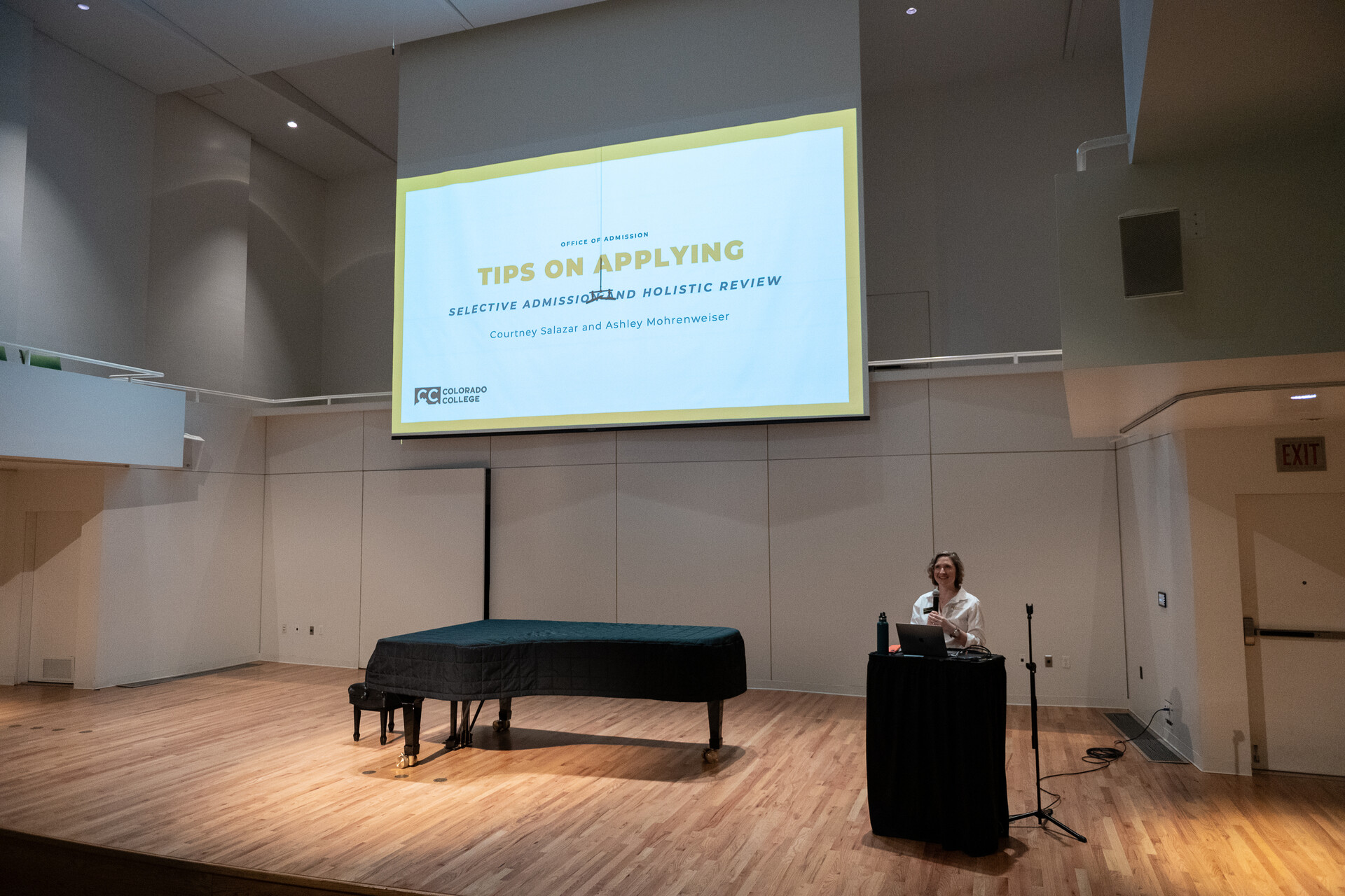Admission staff leading a tips on applying session for prospective students