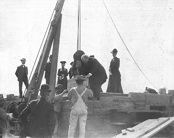 Laying of the cornerstone at McGregor by President Slocum, April 4th, 1903 <span class="cc-gallery-credit"></span>