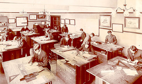 An early drafting classroom