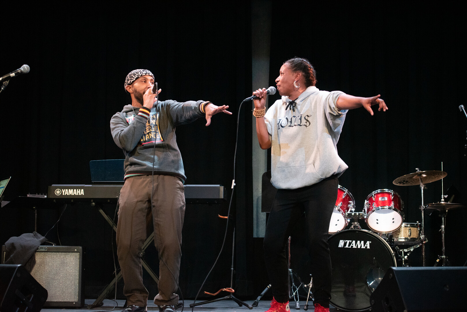 Internationally recognized hip-hop duo The Reminders and Colorado College songwriting students took the stage for a musical collaboration at the Fine Arts Center at Colorado College on Friday, Nov. 11. The event featured a full set by The Reminders and fresh, collaborative songs created by the students enrolled in the Songwriting: Creative Workshop course. Students’ songs put to music texts written for the project by persons incarcerated at the women’s ward at the El Paso County Jail. Photos by Mila Naumovska ’26