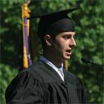 <strong>Ryan Segal ’05</strong>, senior class president, addresses fellow graduates.