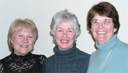 After reuniting at a Kappa Kappa Gamma alumni Christmas party, from left, <strong>Joan Millard Bower 67</strong>, <strong>Sharon Shackleford Armstrong 65</strong>, and <strong>Cathy Jones Priest 66</strong> gathered in January with their spouses for a fondue-tasting dinner at Cathys home in Portola Valley, Calif.