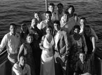 
Sixteen CC Tigers marked the Aug. 20 marriage of fellow graduates <strong>Kasey Clark ’01 </strong>and <strong>Tyler Free ’01</strong>, boarding a boat called the Virginia V on Lake Washington in Seattle. Alumni pictured are Kasey and Tyler, <strong>Zach Tillman ’01, Brad Podolec ’01, Kyrsten Wilde ’01, Alison Hayes ’01, Kate Holloway ’01, Turner Angell ’02, Mark Wellborn ’01, Whitney Wheelock ’01, Rob Schleiffarth ’01, Jeff Slusarz ’01, Greg Rucks ’01, Andy Hauschka ’01, Danee Voorhees ’01, Brent Voorhees ’01, Kirsten Sprenkle Gudmundson ’01</strong>, and <strong>Jason Gudmundson ’98</strong>.
		