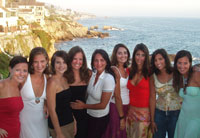 
Nine members of the class of 2004 reunited in Laguna Beach, Calif., in July 2005. From left, <strong>Mackenzie Claypool, Lorraine Salek, Katie Welle, Ann Morgenthaler, Meghan Silver, Diana Winingder, Nicole Knecht, Ariel Nieland</strong>, and <strong>Devon Swartz</strong>.
		