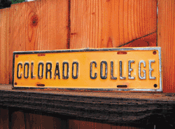 <strong>Dave King 95</strong> purchased this license plate on eBay and is hoping that a CC alumnus/a might know the story behind it. The dimensions are 12 x 3 and there are no other markings on it except for Colorado College. Alumni who recognize it can contact Dave at 