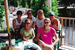 Friends from the class of 86 celebrated their 40th birthdays at a reunion weekend in Naples, Fla., in November 2003. Back row from left, <strong>Anne Scarborough Wilbur</strong>, <strong>Jackie Knowlton</strong>, <strong>Terri Johnson Judge</strong>,<strong> Julie Potocnik</strong>; front row, <strong>Sally Lyon</strong> and<strong> Suzanne Schoo Henderson</strong>. 