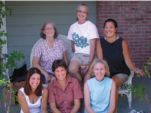 Long-time friends from the class of 79 meet every two years to renew the bond they formed as students. Sebastopol, Calif., was the location for their September reunion. Front row, from left, <span style='font-weight: bold'>Julie Edelstein-Best, Nancy Levit, Susan Sonnek Strater</span>; back row, <span style='font-weight: bold'>Kathy Loeb, Debby Parks Palmisano, and Mimi Hsu Rumpp</span>.