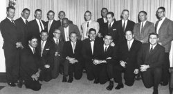 The 1949 football team at the annual banquet.  "Moose" is pictured second from left.