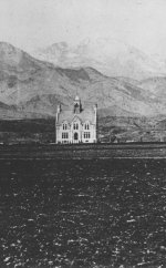 Cutler Hall on the treeless prairie in 1872