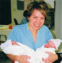 Obstetrician <strong>Jean Ellis Dwinnell 87</strong> delivered twin girls, Emilyann and Victoria (possible 2027 grads), for <strong>Max Turner 88</strong> and <strong>Morgan Imhoff Turner 90</strong> in March in Denver.