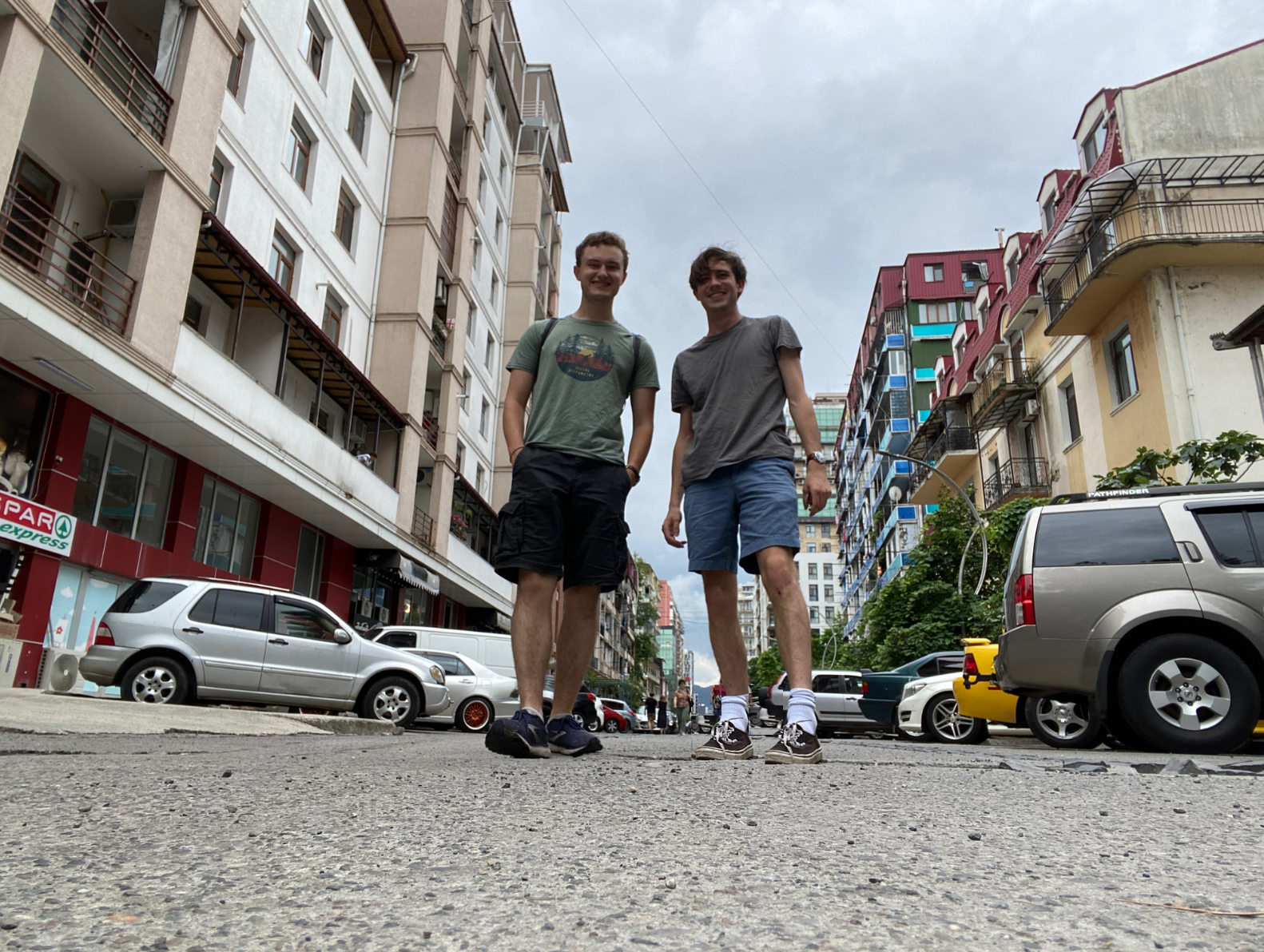 Zeke Lloyd '24 and Michael Braithwaite '24 stand together in the middle of Batumi. Photo by Zeke Lloyd '24.
