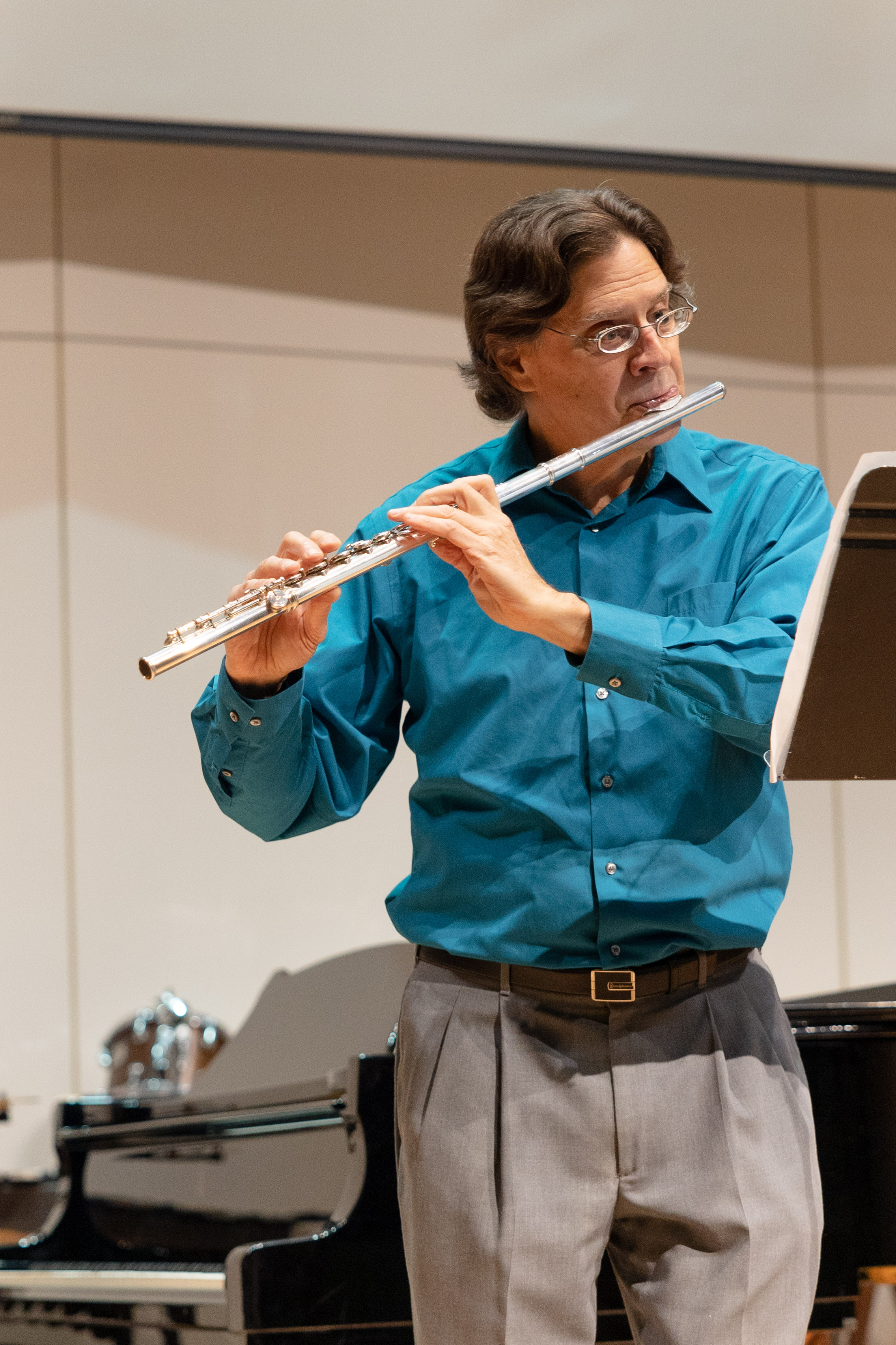 Paul Nagem, flute, performs Ricardo Zohn-Muldoon's Ineffable. Photo by Chidera Ikpeamarom '22