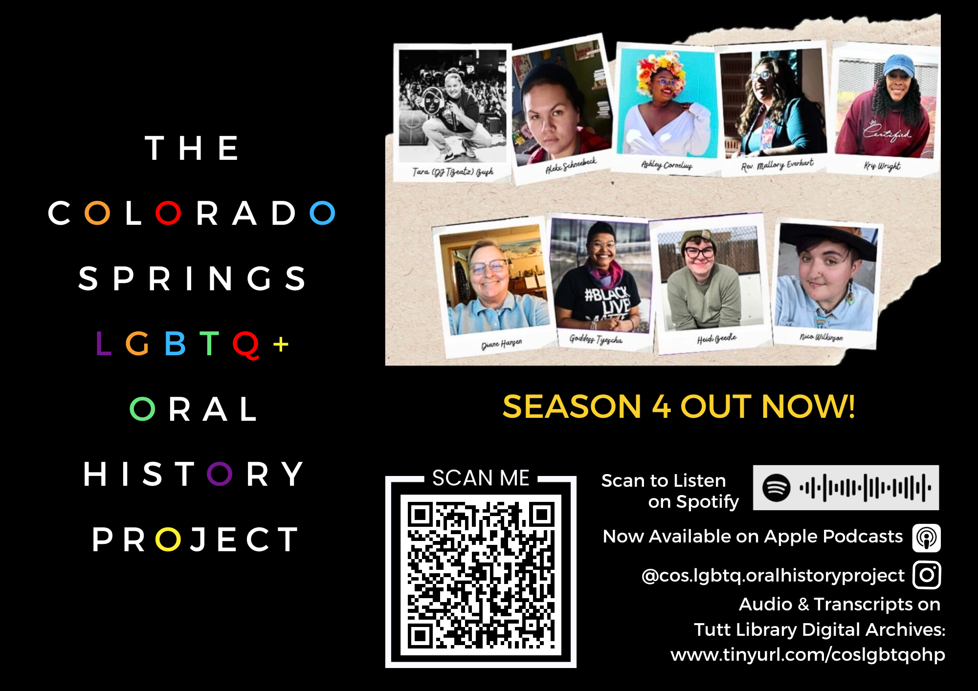 The Colorado Springs LGBTQ+ Oral History Project announces the release of its Fourth Season!