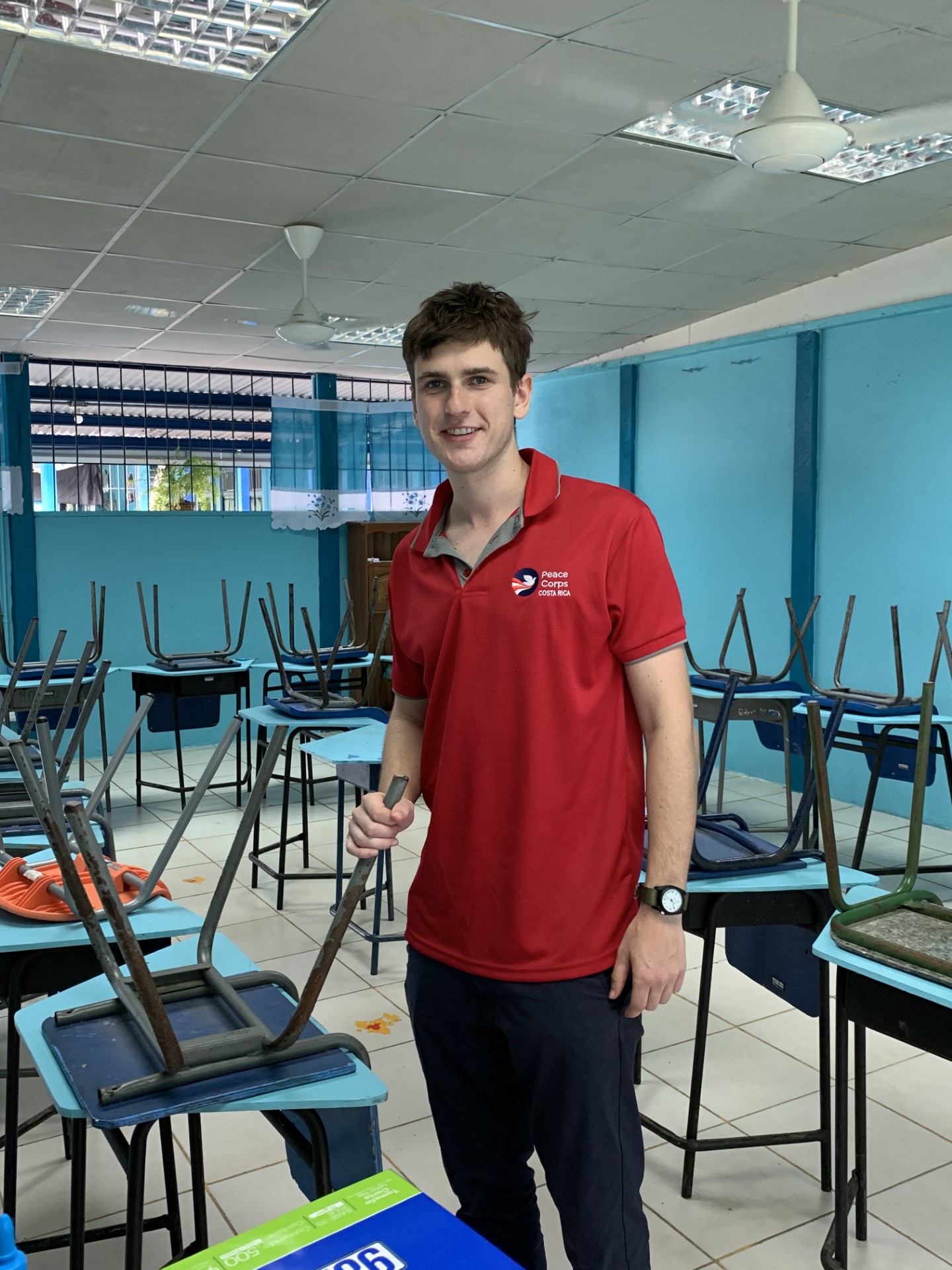 Charles Hall '22 is pictured in his classroom in southern Costa Rica where he works full-time teaching English to local elementary school students. Photo submitted by Charles Hall.