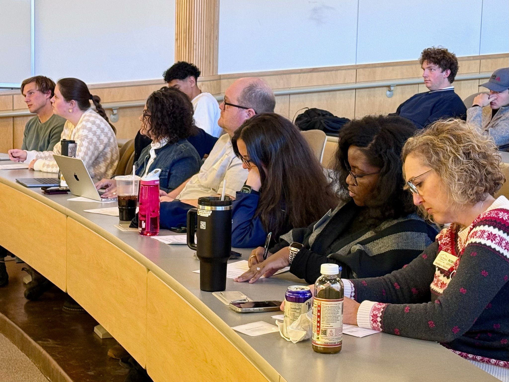 Two representatives from the City of Colorado Springs served as judges for the hackathon, as well as Assistant Professor of Computer Science and Mathematics Dr. Varsha Koushik, two employees from Exponential Impact, and Lizzie Blaschke ’24 and Lilly Chen ’19. Photo provided by Parthib Paul '28